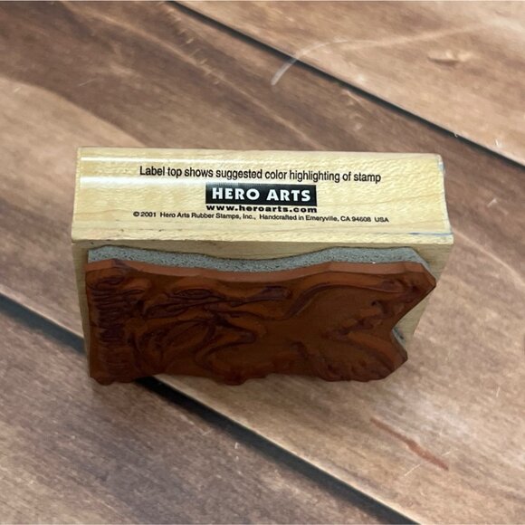 2001 HERO ARTS E2276 PEACE ON EARTH GREETING WOOD MOUNTED RUBBER STAMP DOVE - Picture 3 of 4